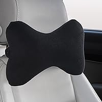 Vista 2 de Bookishbunny Almohada de cuello de viaje con forma de hueso de perro de espuma viscoelástica para automóvil, autobús y camión, comodidad para Negro