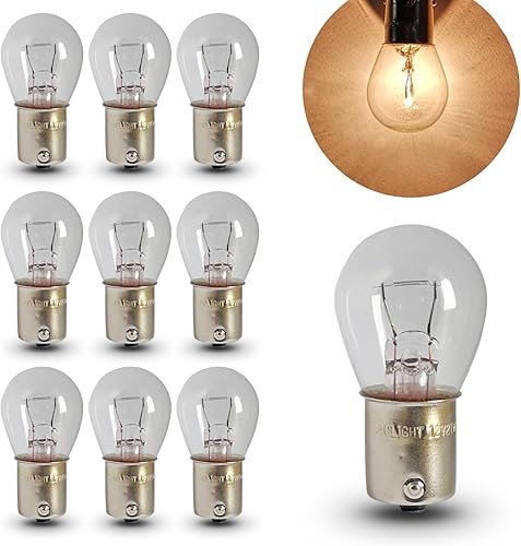 Miniatura 8 de 10 unidades de luz de señal de giro para auto 1156, P21W 1141 S25 bombilla de halogenuro de alta brillantez impermeable de filamento estable, 12V