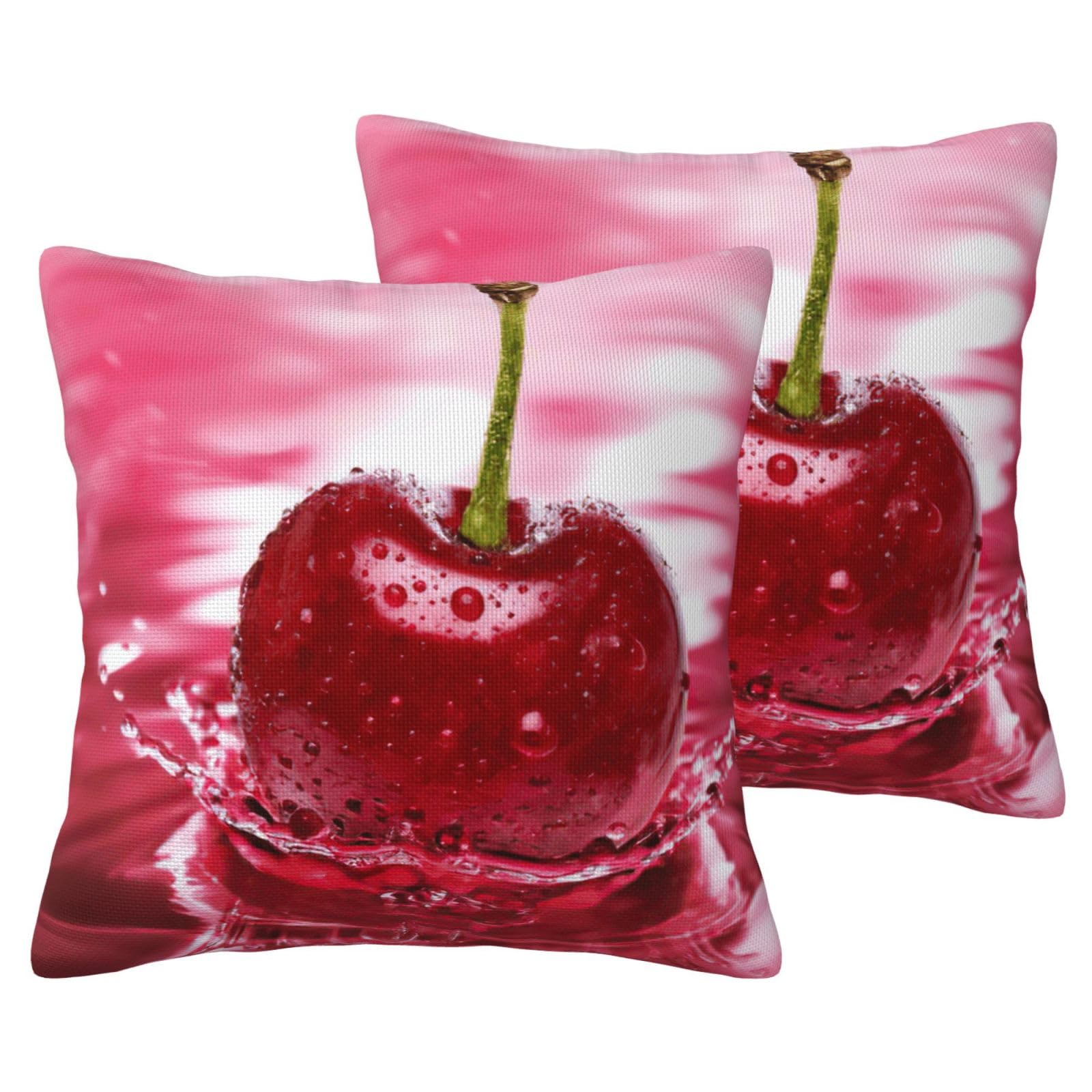 Taies d'oreiller imitation lin housse de coussin cerises salon lit
