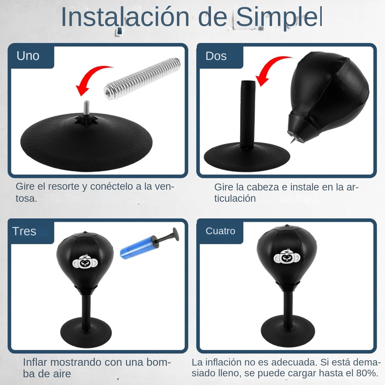 Saco de Boxeo con,Saco de Boxeo con - de Boxeo de Escritorio para Entrenamiento de Boxeo,de de Mesa con succión Fuerte para Adultos y niños, Juguetes de relajación para Dormitorio