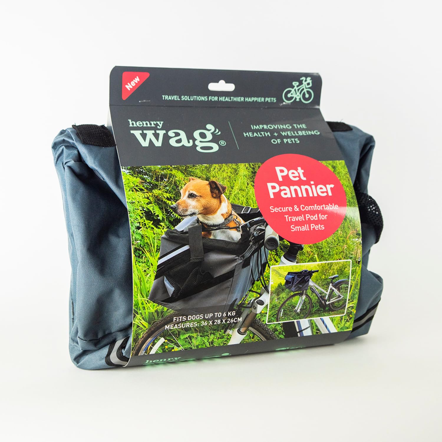 Henry Wag Pet Pannier Bike Seat - Perfect Product for Biking Adventures - Easily attach to the handlebars of most bikes - (Packed Size: 36 x 28 x 8 cm/Open Size: 36 x 28 x 26 cm)