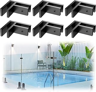 LukLoy 6 Pack 90 Degrees Outdoor Black Powder-Coated Railing Glass to Gl...