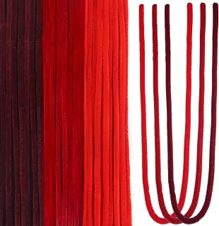 TOAOB 300pcs Overlength Pipe Cleaners Red Series 24 Inch Long Fuzzy Chenille Stems Craft Thick Pipe Cleaners Flowers Animals for DIY Art Craft Supplies Bouquets Decorations