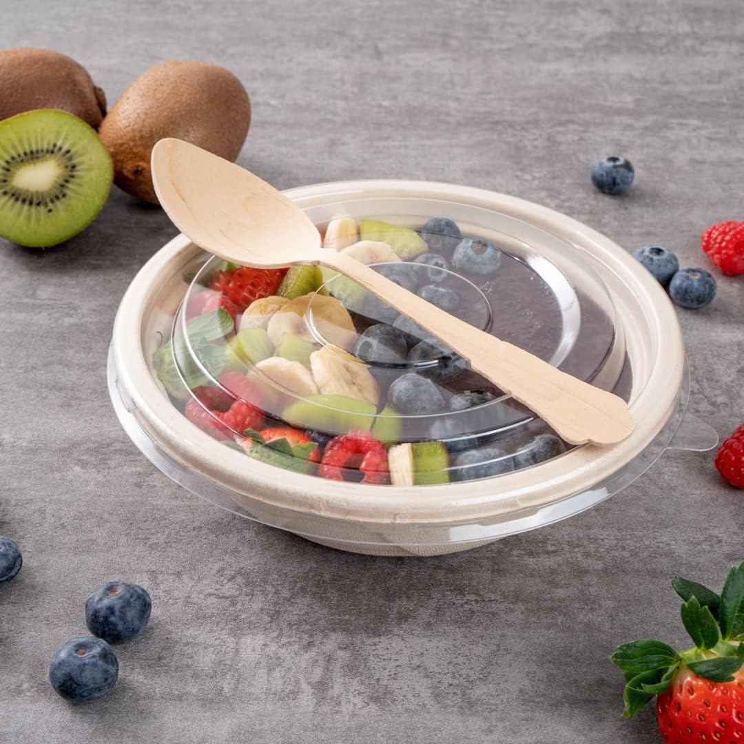 Restaurantware 7.9 Inch Disposable Wooden Spoons 500 Eco-Friendly Spoons - Baroque Style Durable Natural Wood DurableSpoons Splinter-Free Cutlery For Parties Or Catering