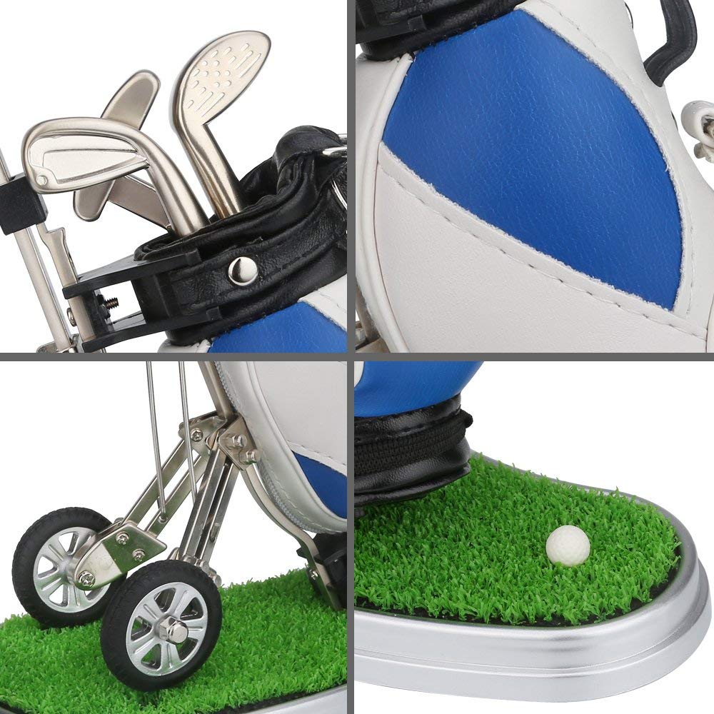 Porta Penne da Golf 3 Pezzi - Set Desk Decor - Regali Souvenir Uomini - Blu Bianco