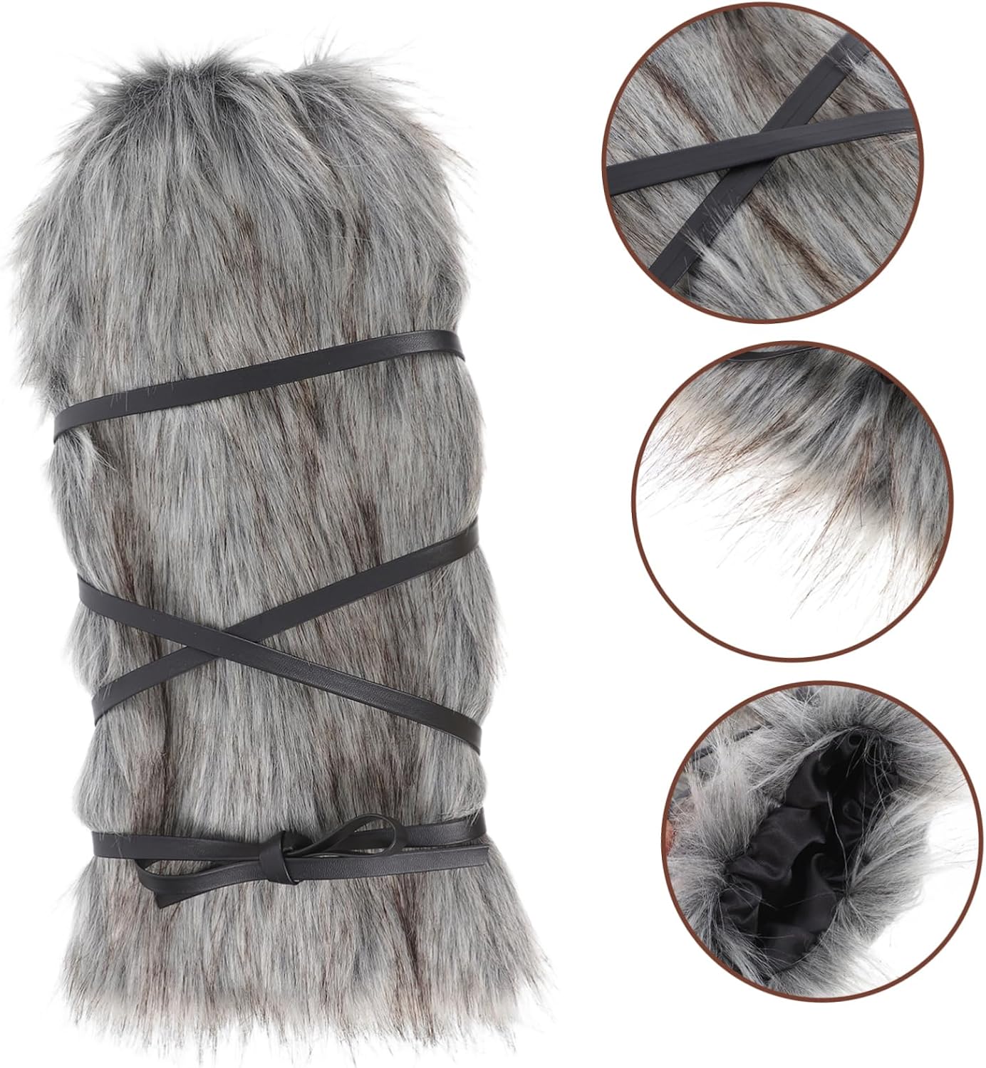 LABRIMP 2pcs Viking Faux Fur Leg Warmers Furry Boot Covers for Men and Women Medieval Costume Accessories Stylish and Comfortable Leg Wraps for Cold Weather