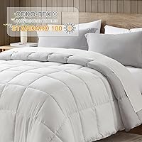 Vista 91 de satisomnia Queen Comforter Set Grey, Soft Seersucker Comforters Queen Size Bed, 3 Pieces Lightweight Down Alternative Bedding Comforter Full Sets