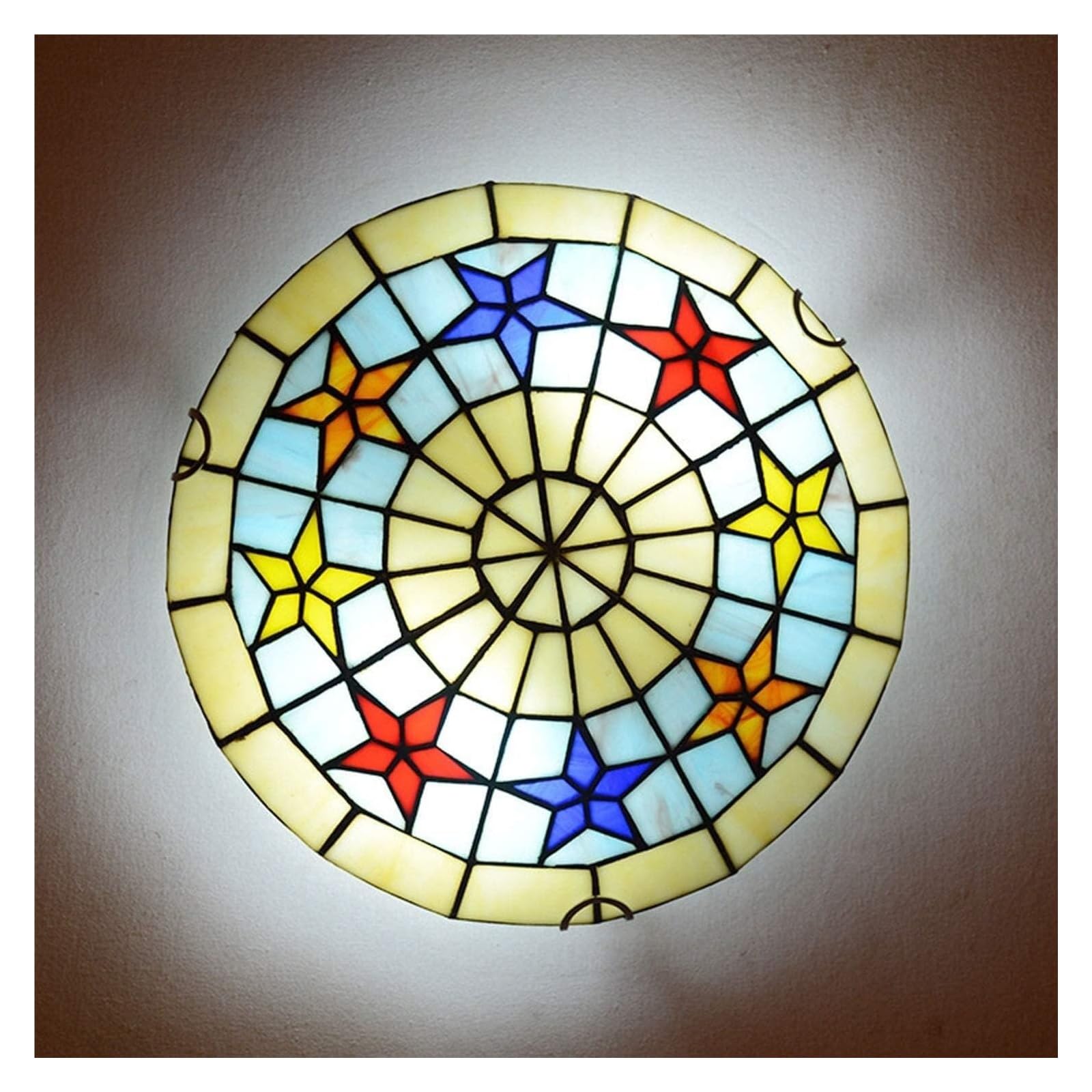 HPTHLY Ceiling Lamp Tiffany Style Ceiling Lamp, Ceiling Lamp Kids Room Vintage Tiffany Style E27 Ceiling Light Tiffany Lamp With Star Glass Lampshade, Ceiling Lighting(30 Cm*9 Cm)