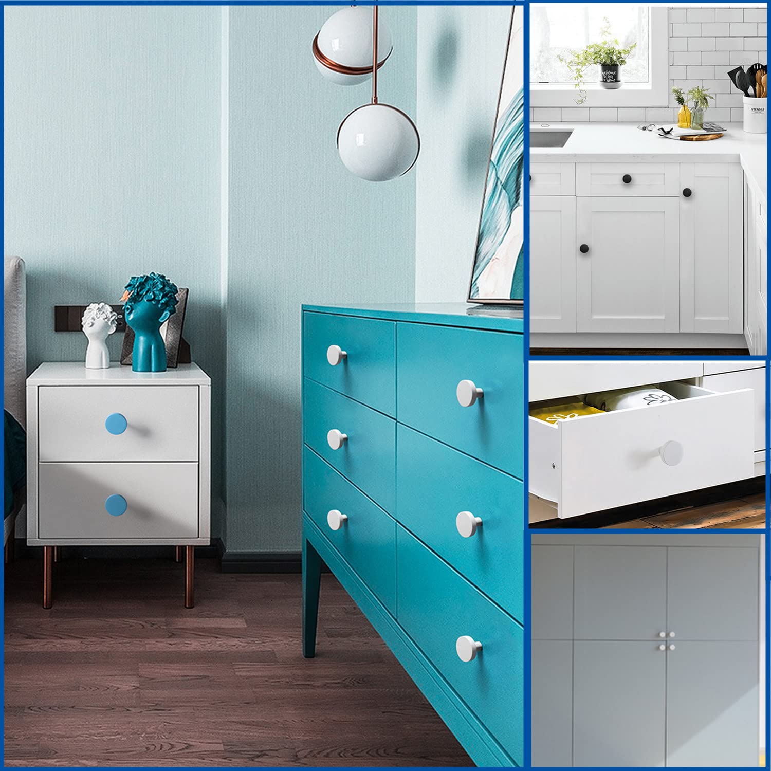 Lot De 20 Boutons D'armoire Ronds En Zinc Noir Mat Avec Vis Et Tournevis Pour Armoire De Cuisine, 30 Mm, Trou Unique