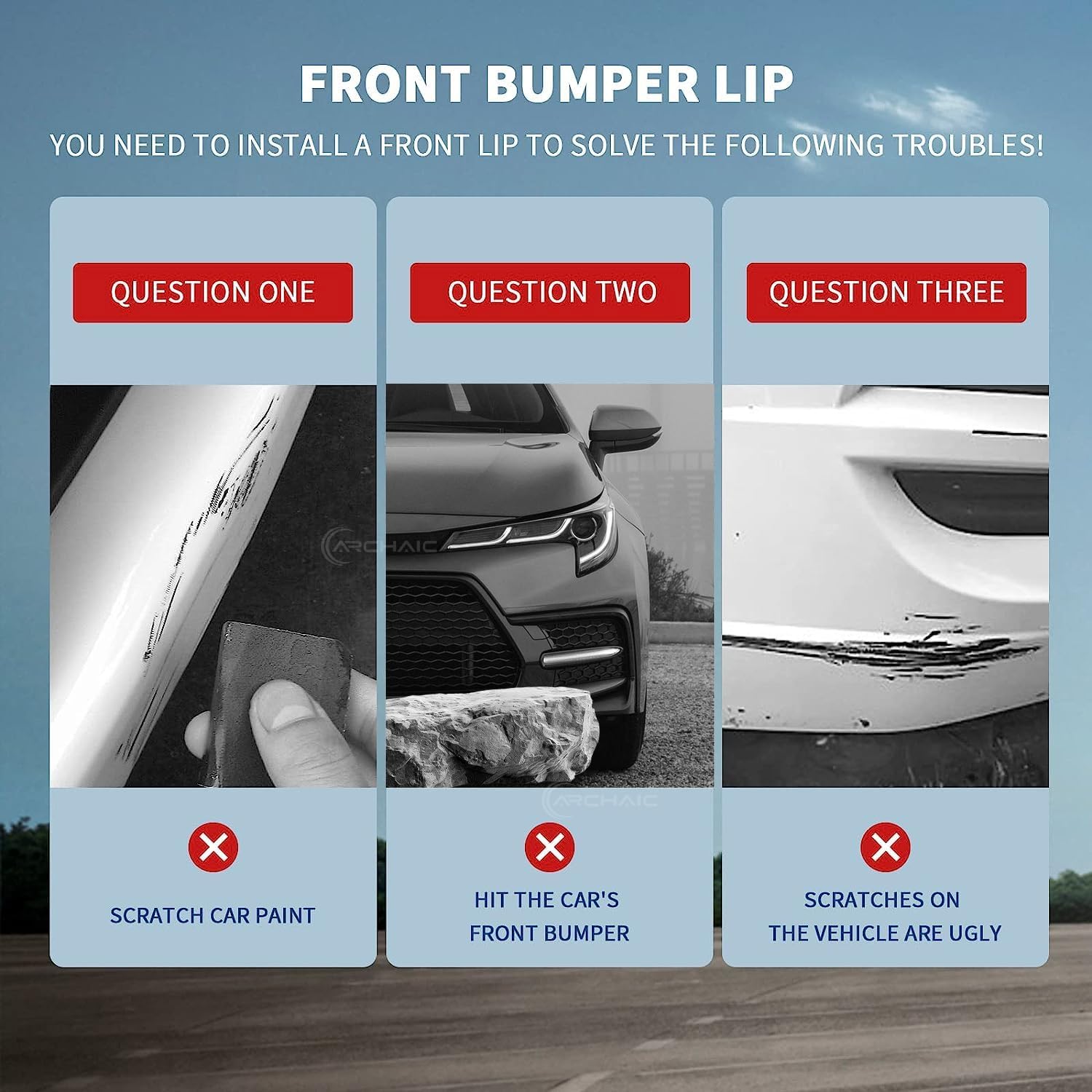 Archaic Front Bumper Lip Spoiler Compatible for 2020-2025 Toyota Corolla 4 Door Sedan [SE/XSE/Nightshade],Splitter Under Chin Spoiler Body Kit Corolla Accessories（NOT Fit LE Or XLE Model.）