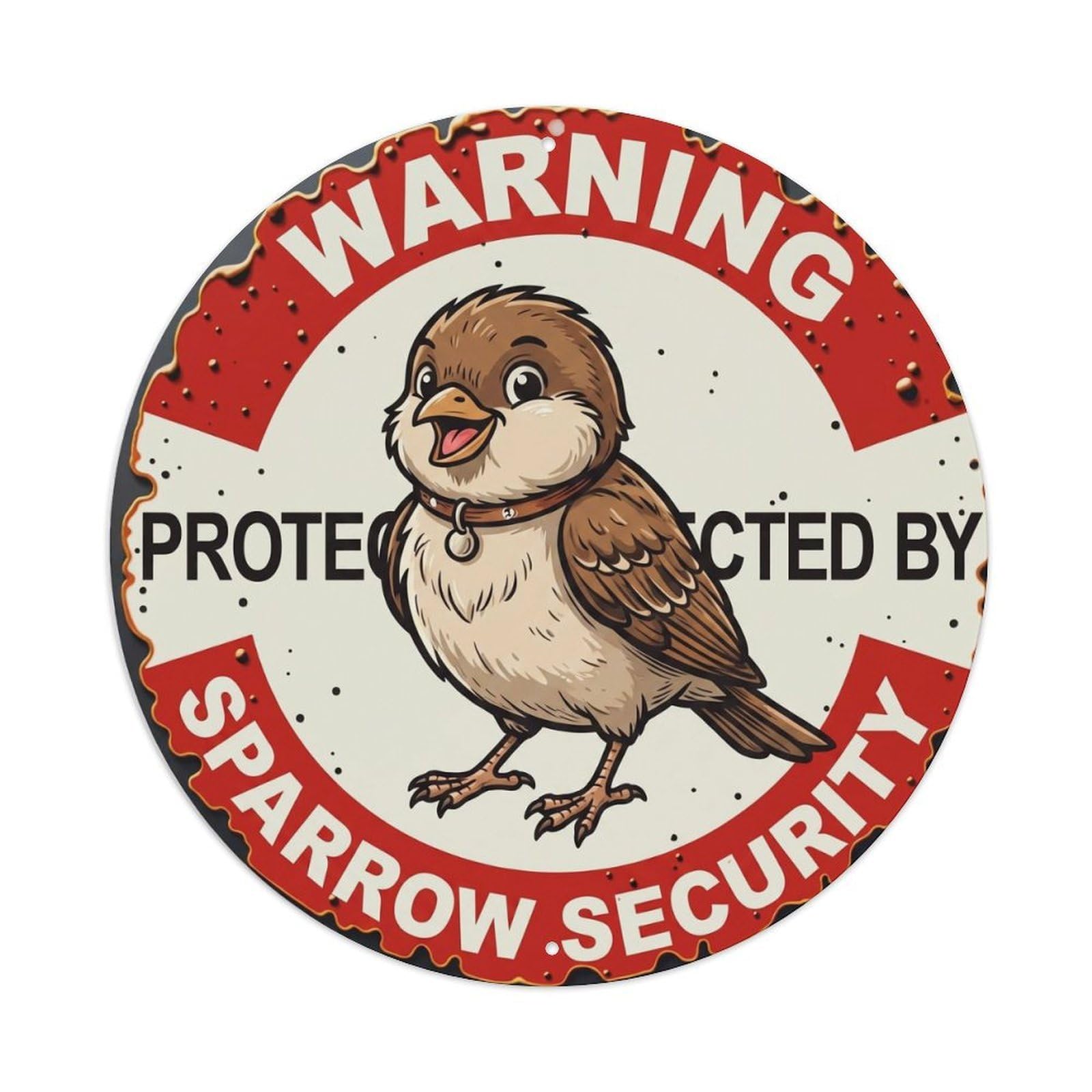 Tgrcjimh Style Metal Tin Sign Warning Protected By Sparrow Security Vintage