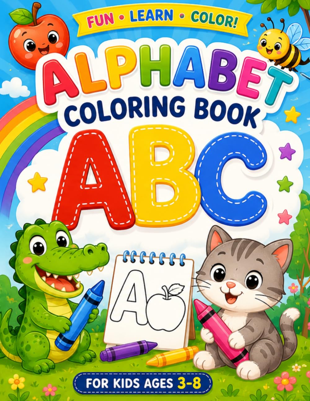 Alphabet Coloring Book for Kids Ages 3-8: ABC Letters with Fun Objects to Color – Learn the Alphabet While Having Fun | Perfect for Preschool and Kindergarten Boys and Girls