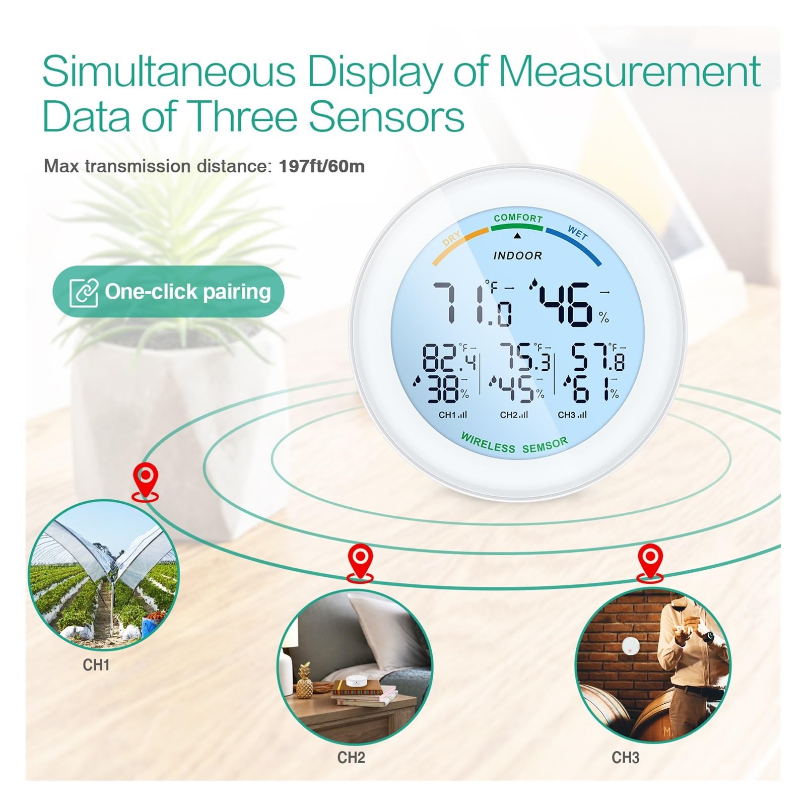 Termometro Wireless Display LCD Sensore Esterno For Interni Di Temperatura Igrometro Digitale For Preciso Veloce Monitoraggio In Tempo Reale