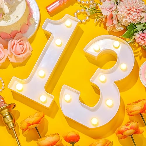 Miniatura 2 de Treela Números decorativos de cumpleaños de 8.7 pulgadas, letrero de número de marquesina con purpurina para decoración de fiesta de cumpleaños,