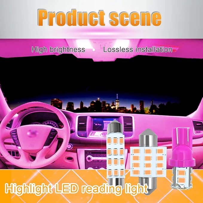 LED YOGEIER para Auto, 24 unidades, Rosa, Uso Interior miniatura 5