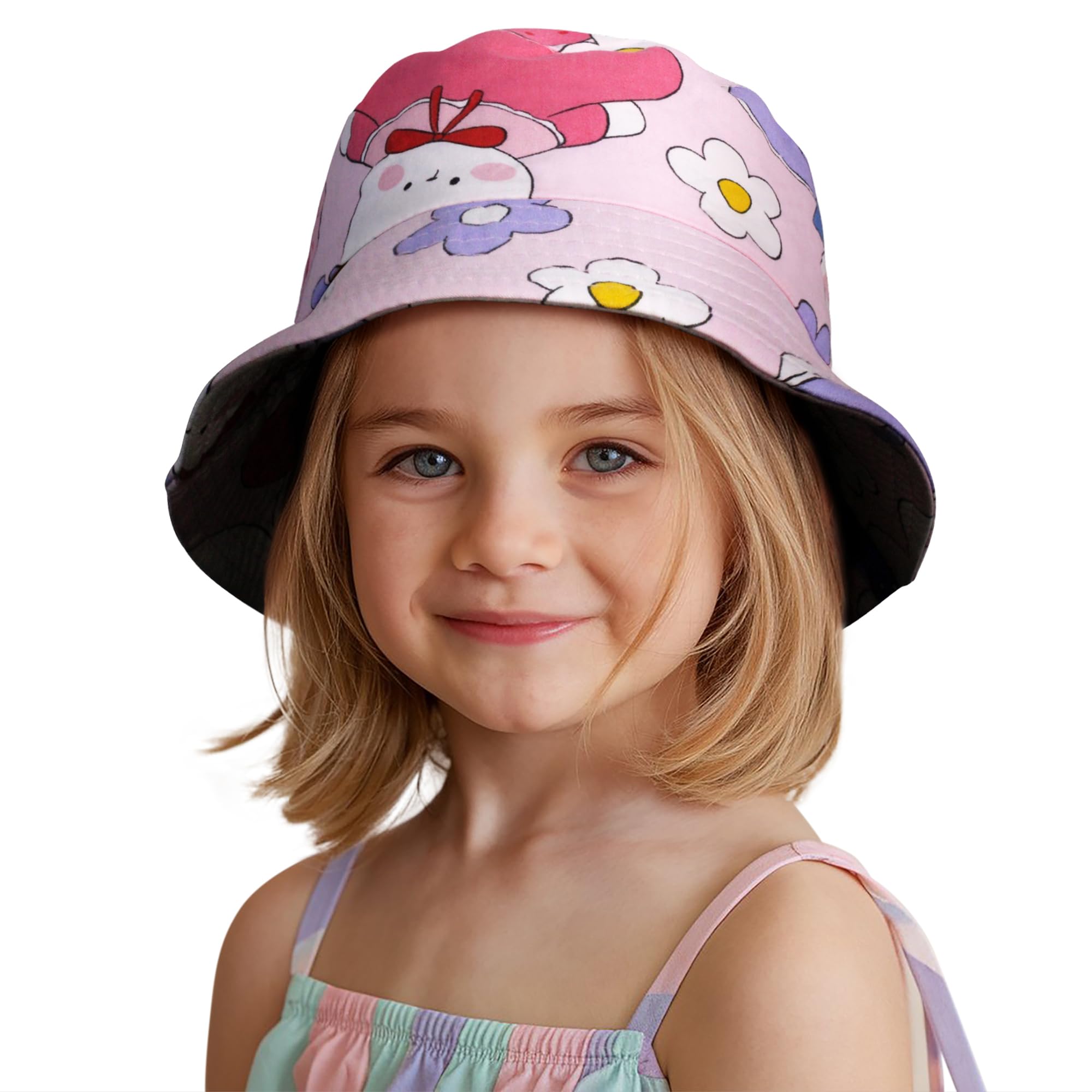 vritraz Cotton Kids Bucket Hat with Adjustable Strap for Girls and Boys, 3-10 Years-picture-11