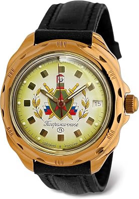 VOSTOK | Komandirskie 219553 Border Troops Mechanical Hand Wind Wrist Watch | Leather Band B