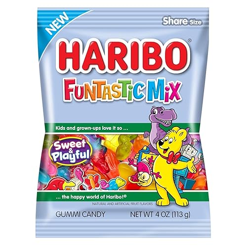 Miniatura 2 de Haribo Funtastic Mix Share Size Gummy Candy-Sweet and Playful- Las formas incluyen cocodrilos, ranas, aviones y robots. Oodles of Shapes and