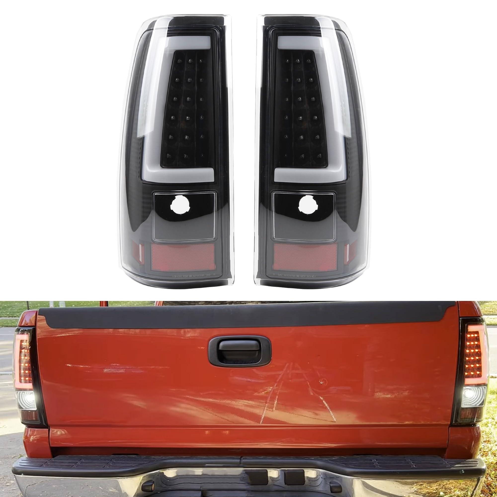 Photo 1 of Dasbecan LED Tail Lights Compatible With 2003 2004 2005 2006 Chevy Silverado 1500 2500 3500 1500HD 2500HD 2007 Classic Rear Light Brake Lamps