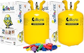 Balloonee Jumbo Disposable Helium Party Kit - Pack of 2, Helium Tank for Balloons At Home, 13.5 Cu Ft Helium Balloon Pump Kit with 100 Assorted Latex Balloons, Portable for Celebrations