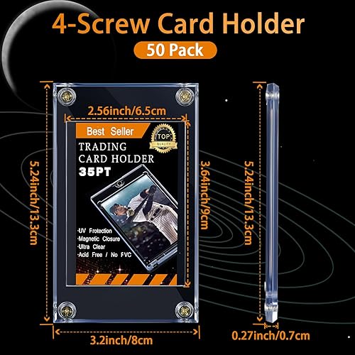 Miniatura 2 de Protector de tarjeta acrílico con tornillo, protector de tarjeta de béisbol de 35 PT, protectores transparentes para tarjetas de béisbol, fútbol,