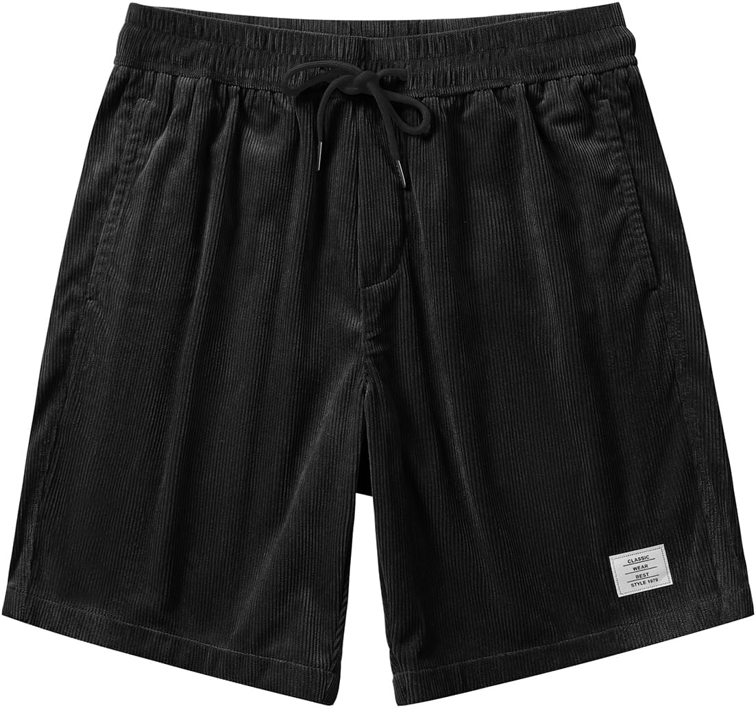 JMIERR Men's Corduroy Shorts Casual Elastic Waist Drawstring Lightweight Summer Beach Shorts - Image 4