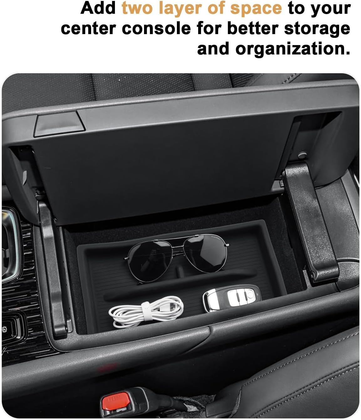 ECOZEN Double-Layer Center Console Organizer for 2023-2026 Lexus RX 350/350h/450h+/500h Accessories - Upgrade Silicone Armrest Box Organizer Tray for 2023-2025 RX/Hybrid Accessories