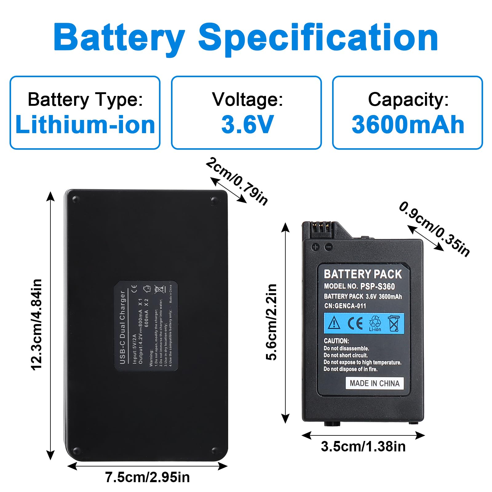 3600mAh PSP-S110 Batterie de Compatible avec Sony PSP-2000 PSP-3000 Batterie Compatible pour PSP-Slim & Lite (PSP-2000 / PSP-2004) pour Sony Console PSP 3000 (PSP-001 / PSP-3004)