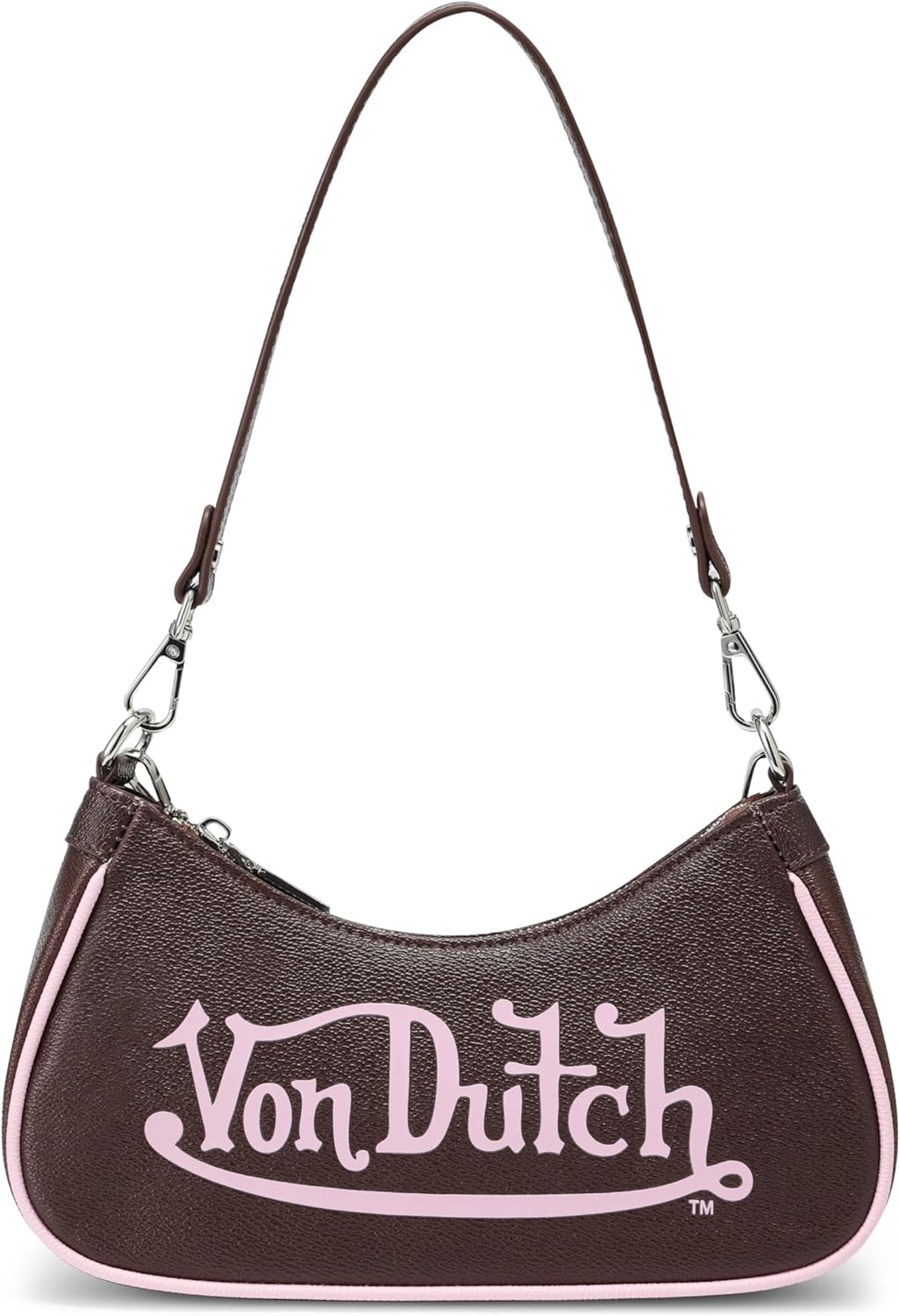 Von Dutch Purse Shoulder Bag, Women's Shoulder Handbags Logo Print and Gold or Silver Chain with Wrench Charm