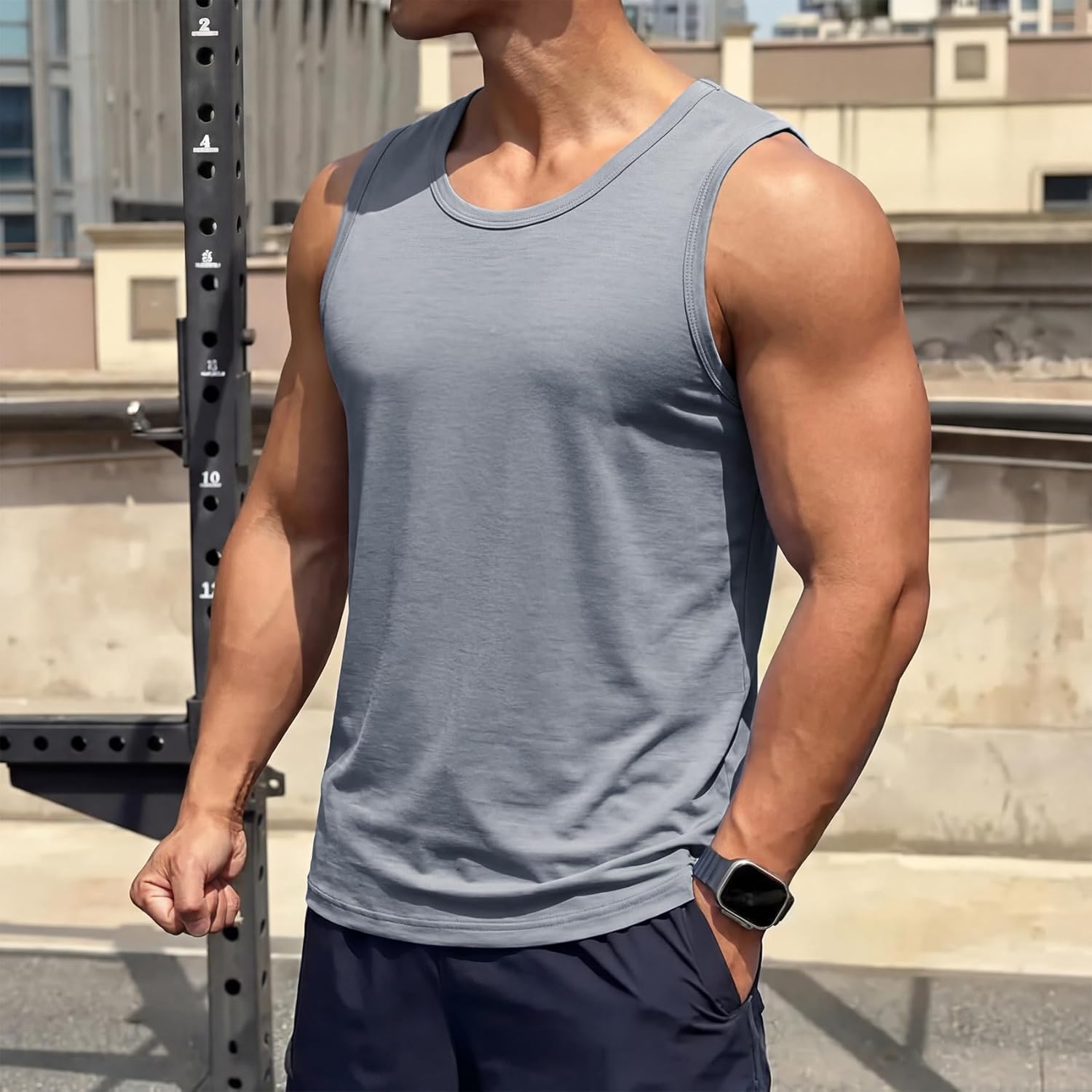 Men’s 100% Merino Wool Tank Top – 15.5Micron Base Layer Undershirt, Lightweight Breathable Vest for Hiking