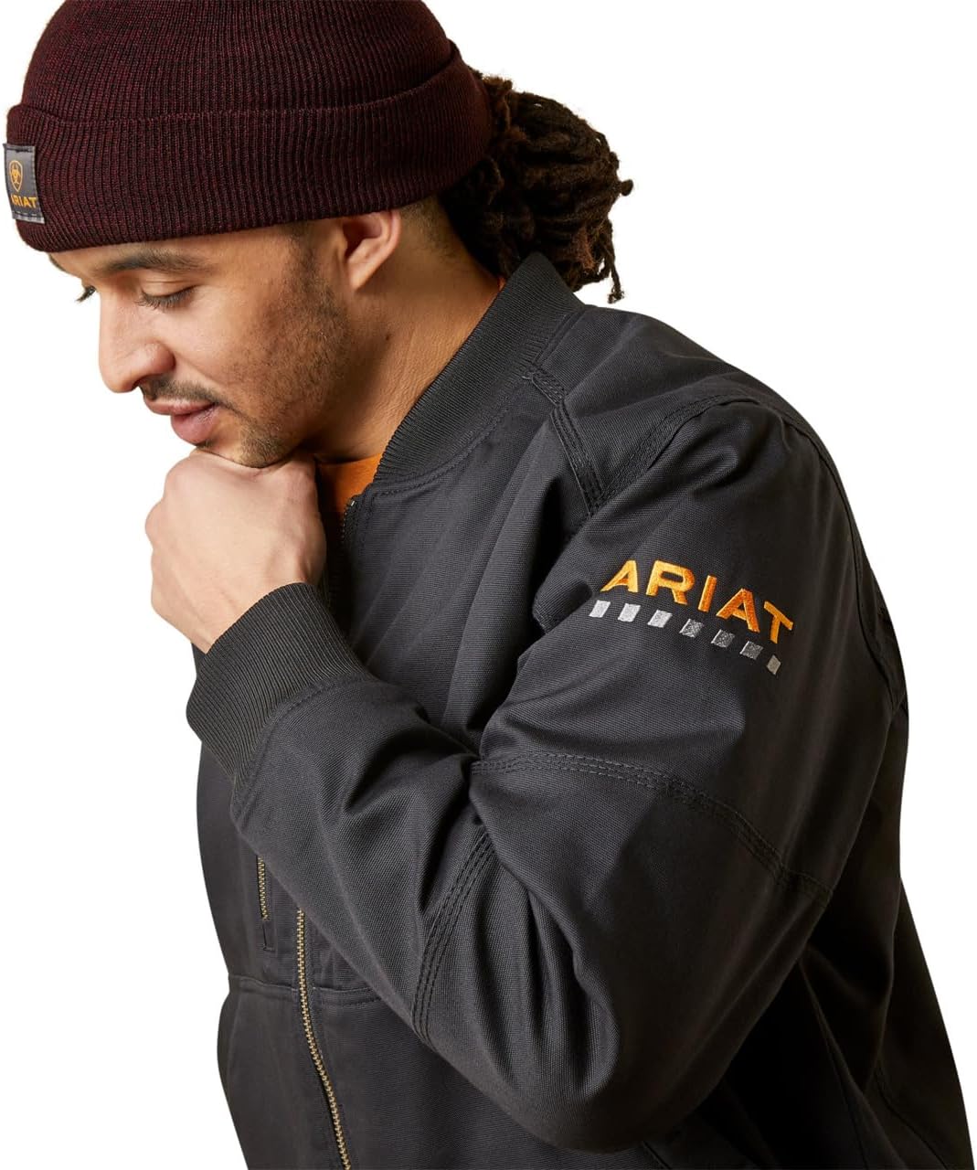 ARIAT mens Rebar Stretch Canvas Bomber Jacket