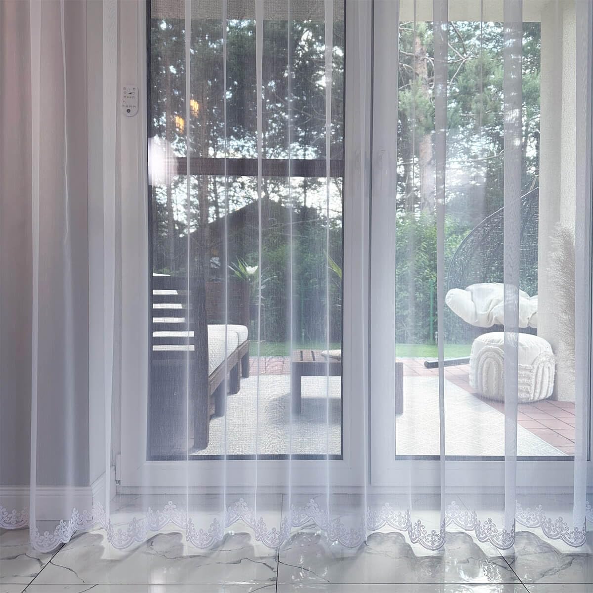 Weiß 600x280 cm (BxH) Paulina Lang Jacquard Gardinen mit Kräuselband Wohnzimmer Schlafzimmer Transparent Gardinenschals Fenstergardinen Bestickt Schimmereffekt
