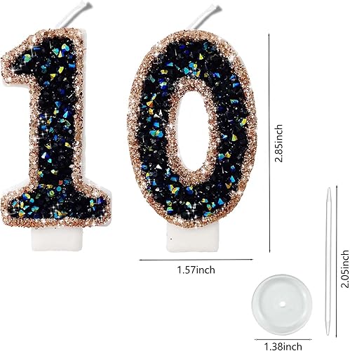 Miniatura 446 de Velas de números con purpurina de oro rosa de 2.8 pulgadas, muchos colores, regalos de cumpleaños de 22 años, velas de cumpleaños, velas de números
