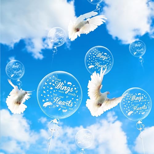 Miniatura 2 de 12 globos transparentes de liberación funeraria, globos de liberación conmemorativa para funeral, aniversario de muerte celestial en memoria de la