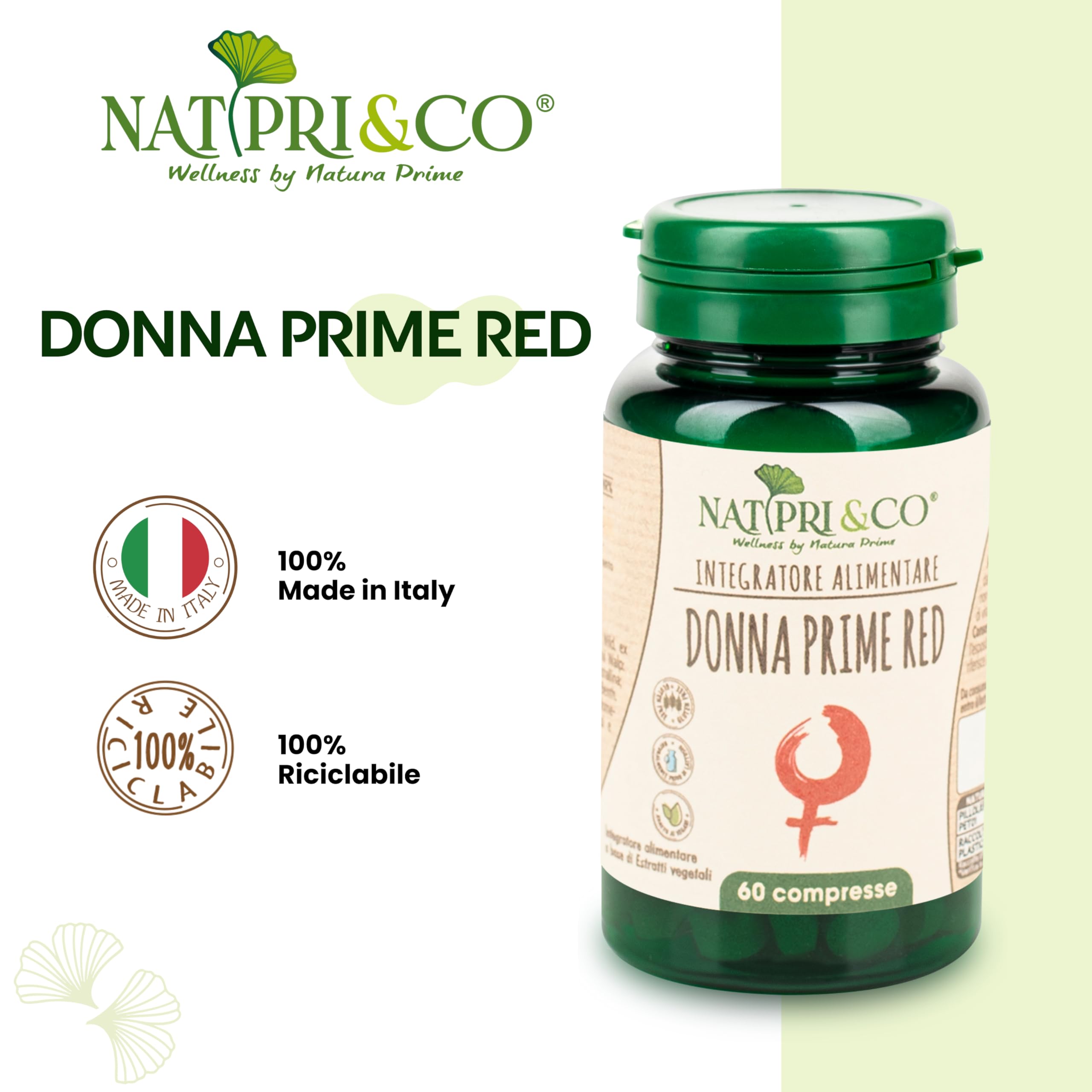 Natura Prime - Donna Prime Red - Integratore Donna Con Damiana, Muira Puama E Maca - 60 compresse Trattamento Di 2 Mesi - Vegano, Senza Glutine E Senza Lattosio