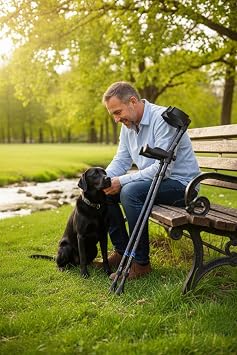 in-Motion Forearm Crutches for Adults, Spring Assist, 350lb, Charcoal