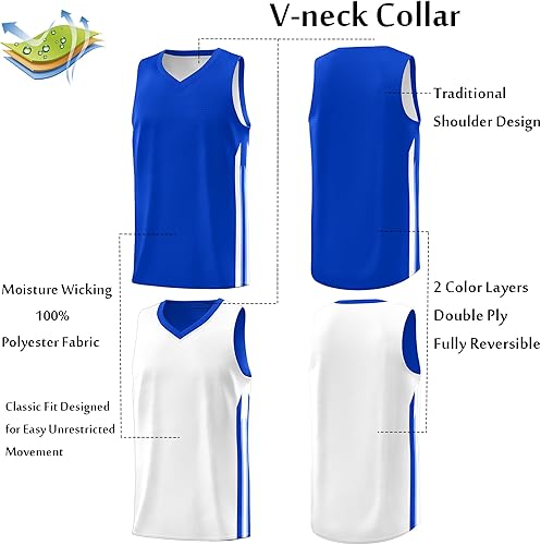 Miniatura 3 de KXK Camiseta de baloncesto reversible en blanco para hombre, uniforme de equipo, atlético, hip hop, camisetas de baloncesto S-4XL