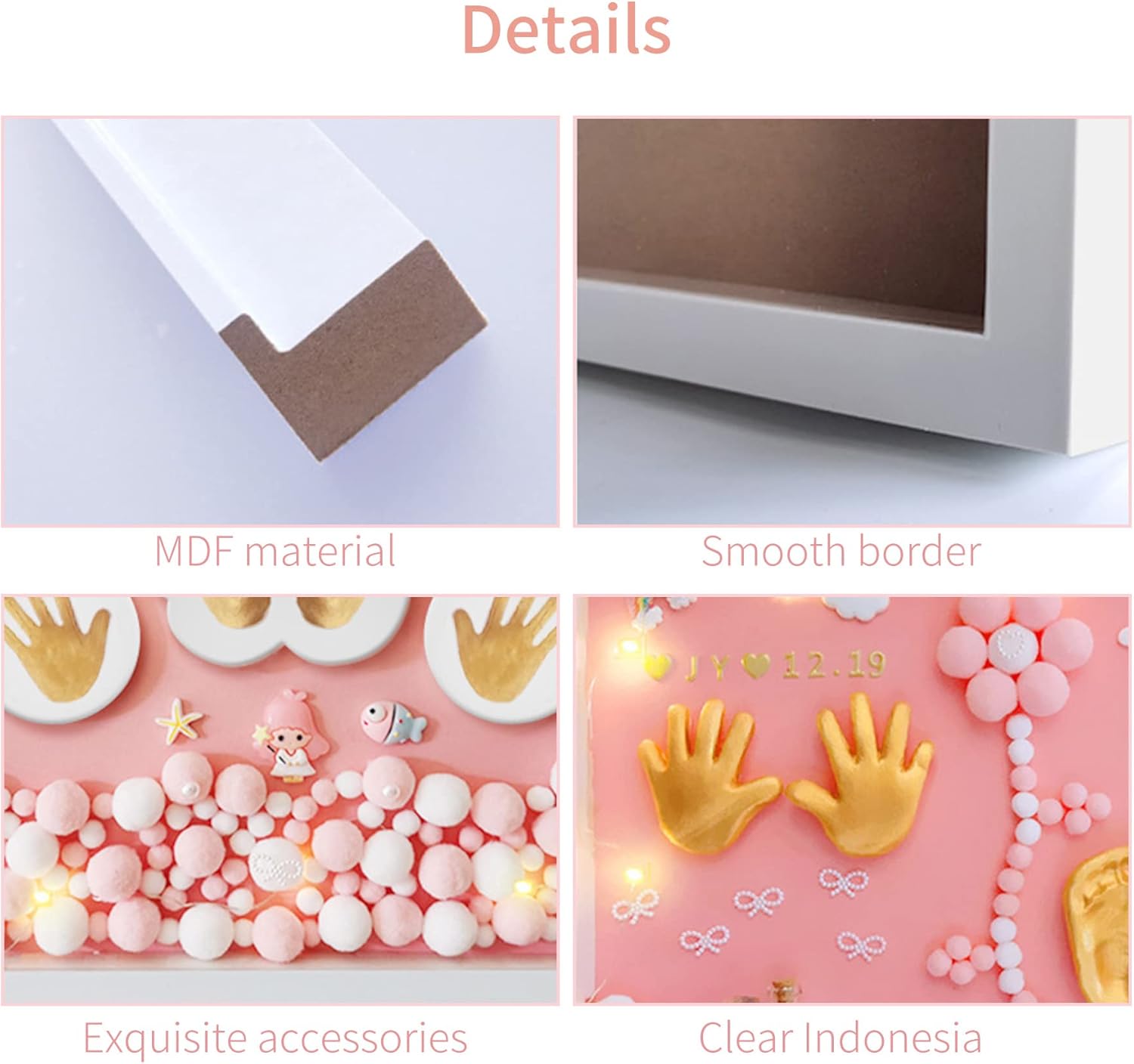 MCstars Family Handprint Photo Frame Colorful Stamping Stick Couple Photo Frame