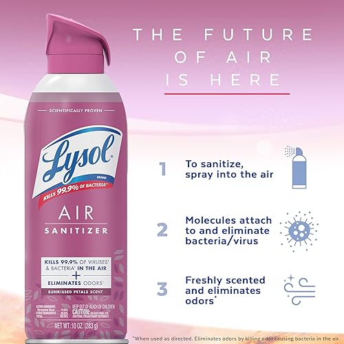 Miniatura 4 de Lysol Spray desinfectante de aire con eliminador de olores para el hogar y la oficina, aerosol desinfectante, alternativa a ambientador, aroma de