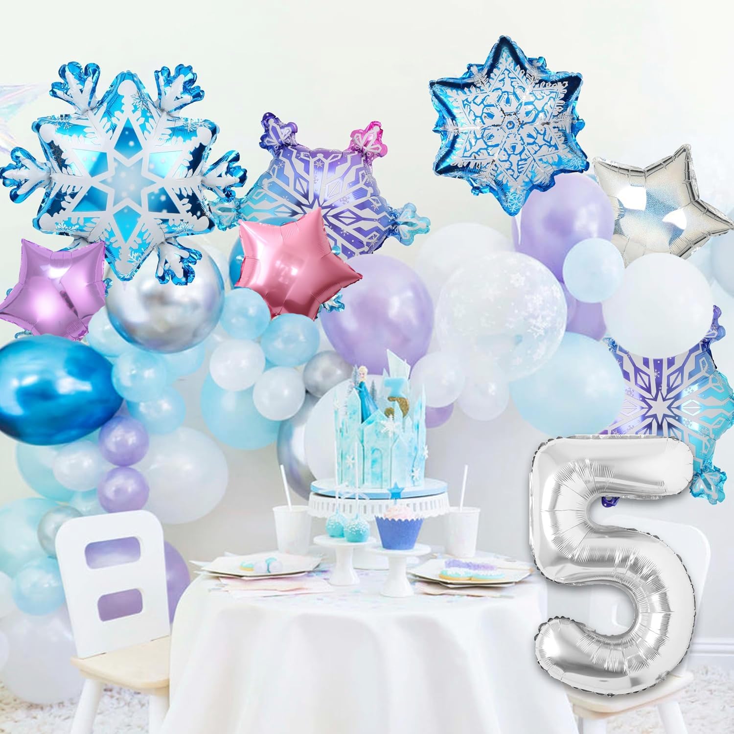 Frozen 5th Winter Snowflake Balloons for Frozen Birthday Party image 3