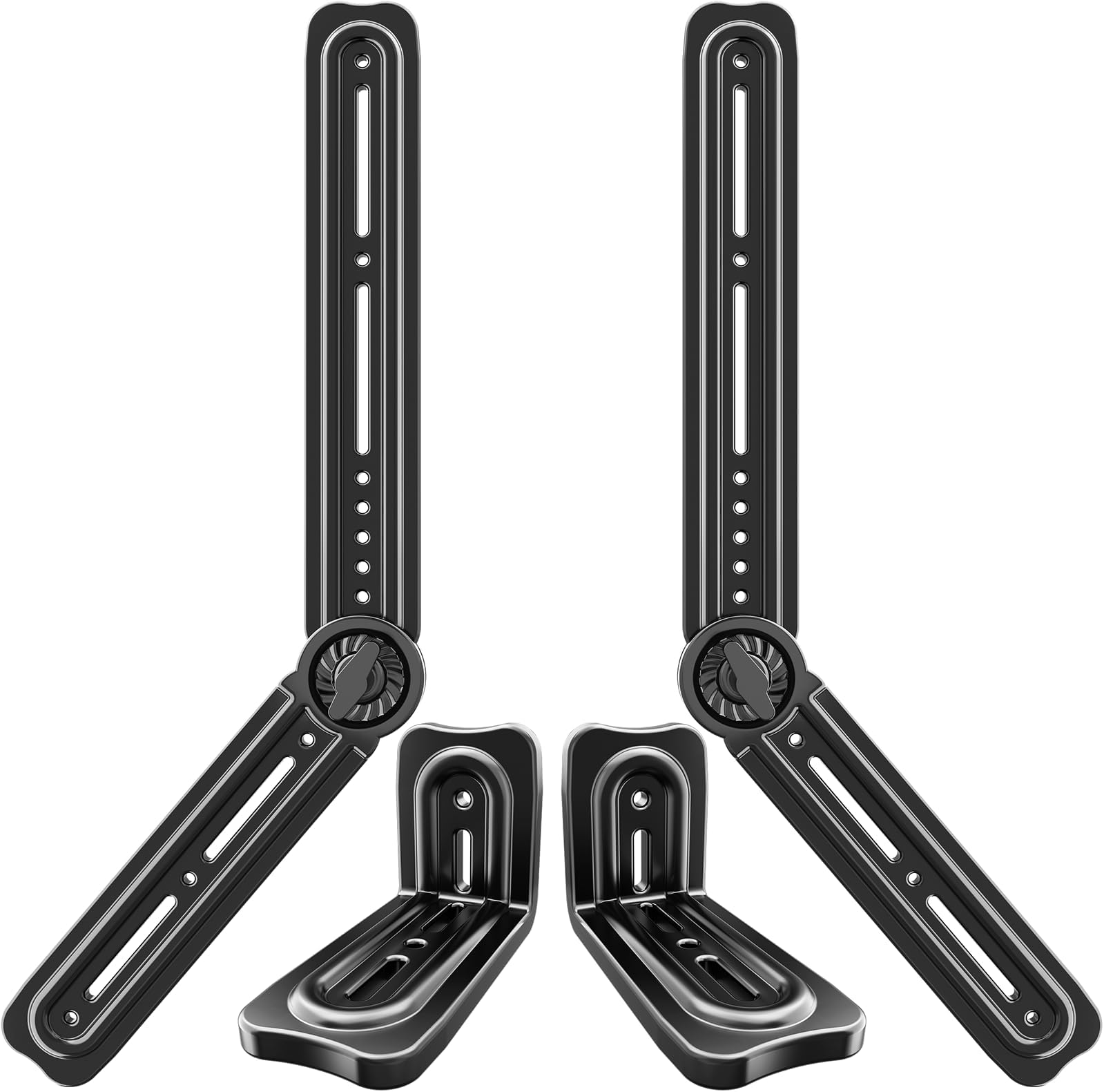 HCMOUNTING Soundbar Mount Bracket, Sound Bar Mounts Under TV or Above TVs Fits Most Sound Bars Up to 20 Lbs, Soundbar TV Mount with 180° Adjustable Extension Plates and L-Shaped Hooks