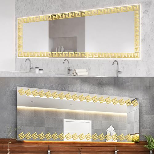 Miniatura 4 de 50 calcomanías de espejo dorado para pared, removibles, despegar y pegar, para decoración de cocina, decoración estética de techo para dormitorio,
