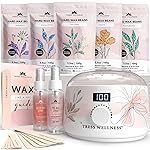 Tress Wellness Waxing Kit for Sensitive Skin, Safe for Face & Skin, Prep & Aftercare Spray, Easy to Use, At-Home Kit for Face, Bikini, Brazilian & Full Body - Digital Display, Watercolor White