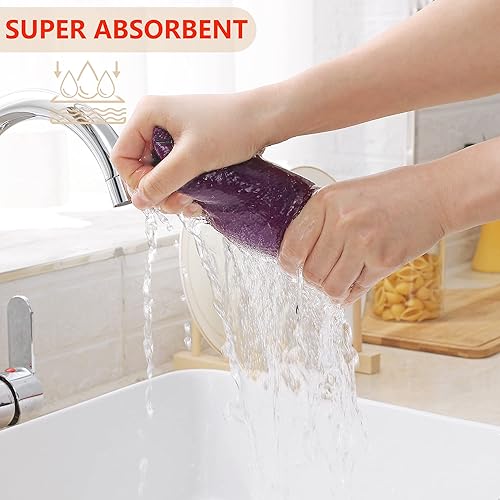 Miniatura 3 de Homaxy Paños de cocina de 100% algodón con tejido de gofre, ultra suaves, absorbentes, de secado rápido, 12 x 12 pulgadas, paquete de 6, color morado