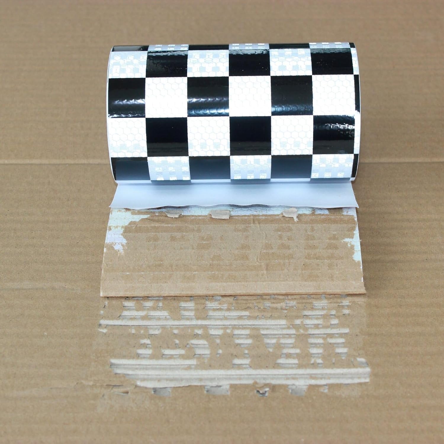Black White Reflective Tape 6 inch X 10 feet, Outdoor Waterproof Hazard Conspicuity Warning Industrial Marking Tape