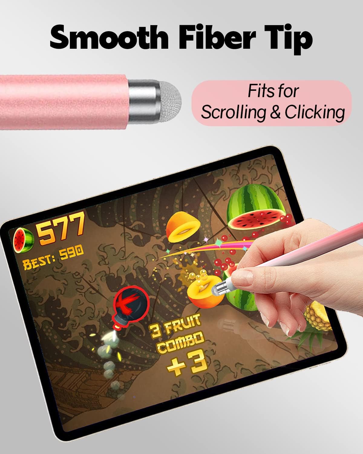 Replacement Tips for AmberVec 2-in-1 Styluses, 3 Pack Gradient Color Stylus Set, Includes 6 Disc Tips & 6 Mesh Fiber Tips image 2