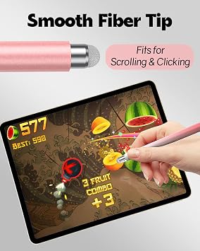 Replacement Tips for AmberVec 2-in-1 Styluses, 3 Pack Gradient Color Stylus Set, Includes 6 Disc Tips & 6 Mesh Fiber Tips