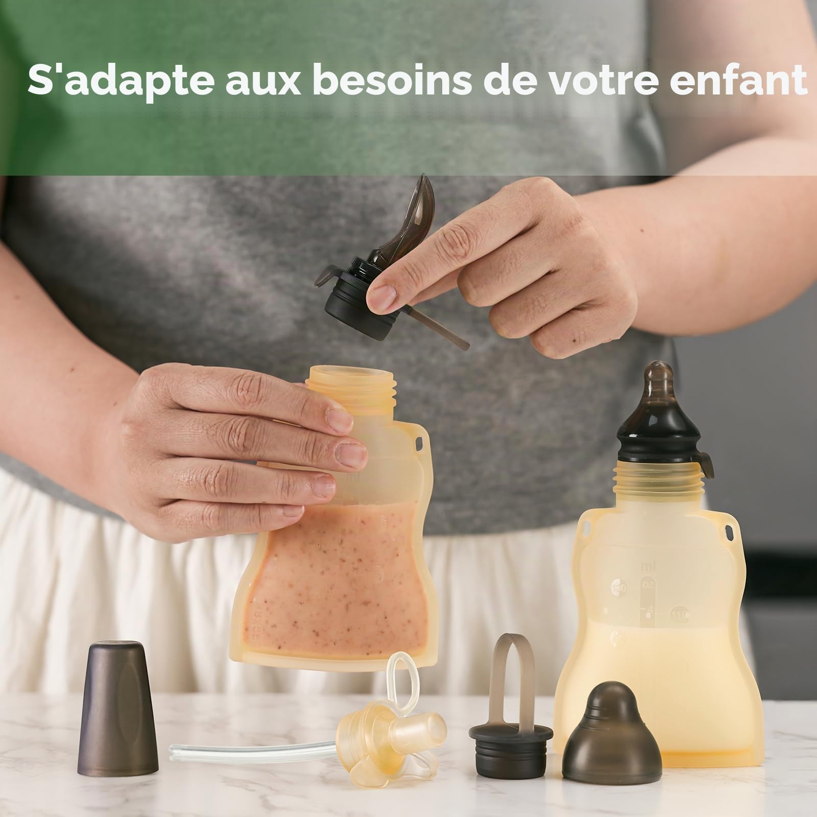 Haakaa Silicone Sacoches alimentaires pour bébés - Sacs réutilisables pour bébés à pression