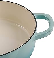 Vista 4 de Crock Pot Artisan - Cacerola de hierro fundido esmaltado con tapa, 5 cuartos de galón, azul aguamarina