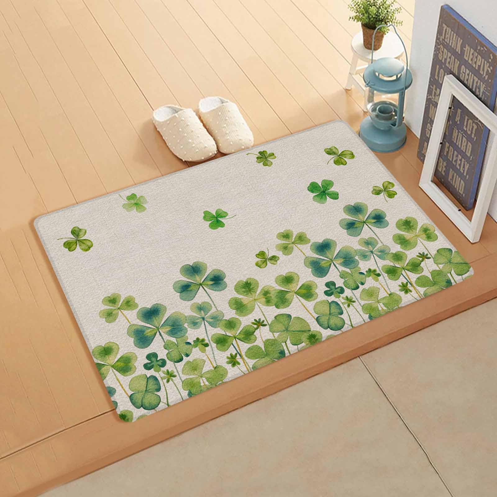 St. Patrick's Day Kitchen Bath Door Mat Cushioned Runner Rug,Washable Welcome Floor Sink Antifatigue Mat,Waterproof & Non-Slip Comfort Standing Doormat,Vintage Farmhouse Country Green Plant 24